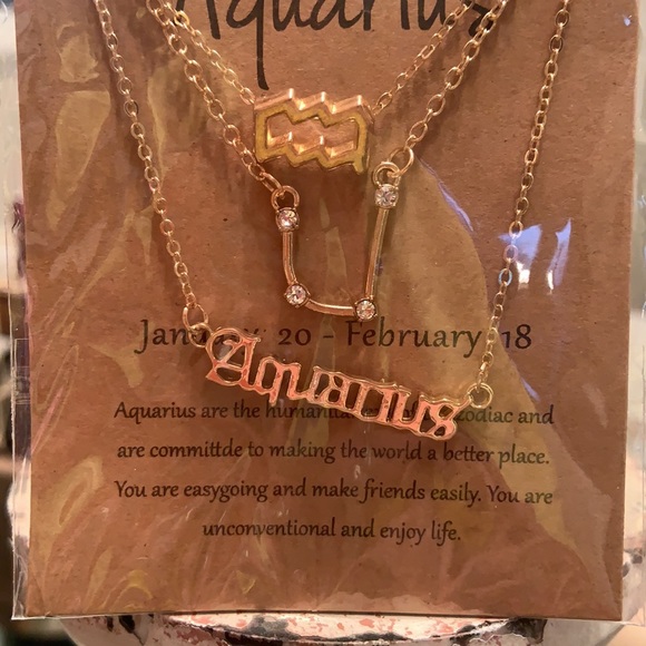 New Aquarius Zodiac Sign & Constellation Necklace - Picture 2 of 5